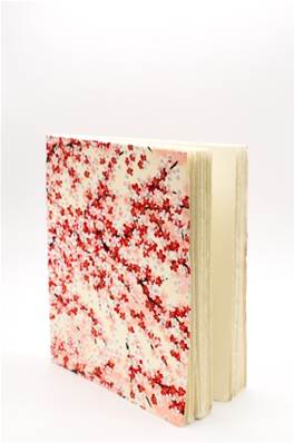 Carnet en papier japonais fleurs de cerisier rouge Sakura 120 pages