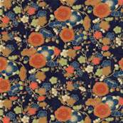 Carnet en papier japonais fleurs japonaises oranges et bleues 120 pages