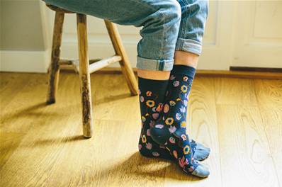 Chaussettes femme blue flower coton