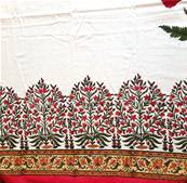Tenture indienne artisanale block print 150x225 cm – Coquelicots rouges