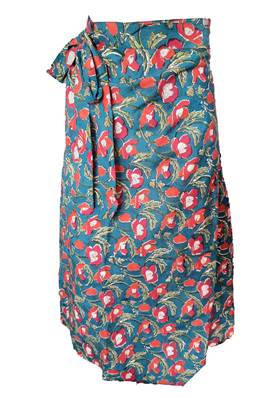 Jupe portefeuille en coton blockprint indien