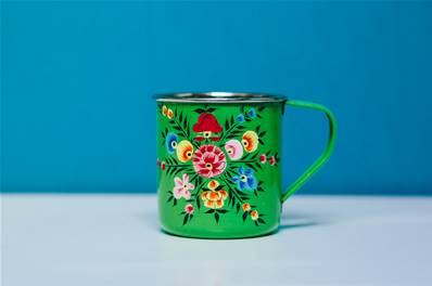 Mug inox vert peint à la main