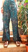 Pantalon en soie ceinture élastique avec son lacet pompon bleu