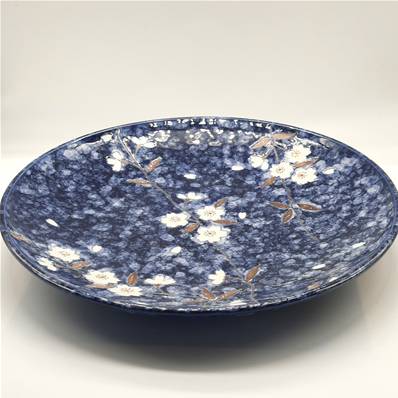 Assiette japonaise fleur Sakura bleue 25 × 3,4 cm