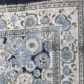 Tenture indienne block print 270x225 cm – Bleu nuit floral