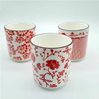 Set de 3 mugs “Shanghai” 30 cl – Motifs rouges inspirés d’Asie