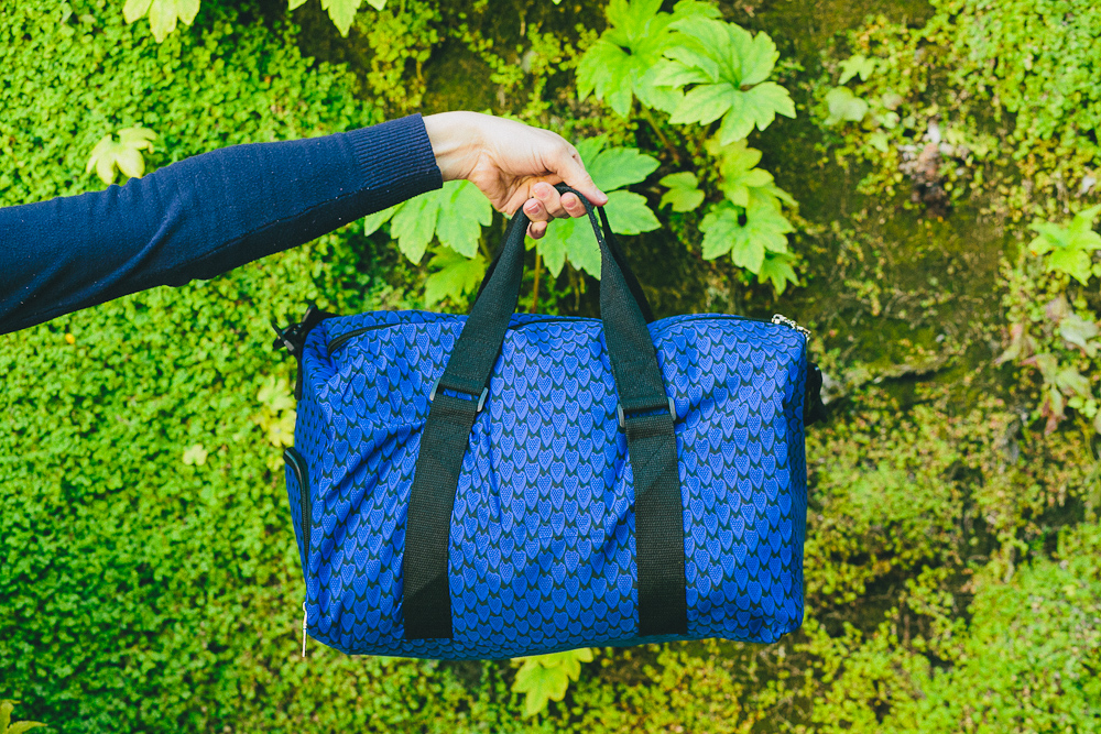 Sac de voyage en tissus wax africain bleu