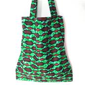 Tote bag wax vert vif motifs ondulés