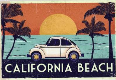 Plaque métal 20x30 vintage California beach