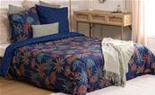 Housse de couette 2 personnes et taies d'oreiller 240X220 motif FEUILLES PAON