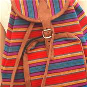 Sac à dos rayé rouge Artisanat du Guatemala
