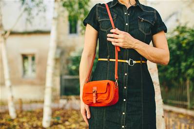 Sac à Main Géométrique Orange Vert Menthe - Bandoulière Amovible En Cuir - Style Moderne Et Élégant