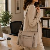 Sac à main 2 zip latéraux taupe