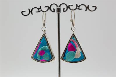 Boucles d'oreilles ethniques du Tibet triangle turquoise 1