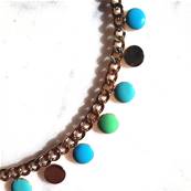 Collier doré "Jardin Secret" - Pampilles Émaillées Vertes et Turquoises