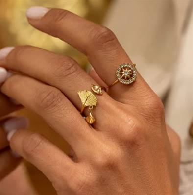 Bague "Éventail de Ginkgo" - Un Symbole d'Éternité