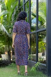 Robe longue SATOMI BLEU OISEAUX PERROQUETS