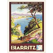 Affiche Biarritz chemin de fer Paris-Orléans 50x70cm Fricker