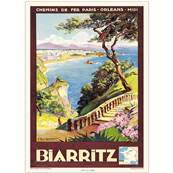 Affiche Biarritz chemin de fer Paris-Orlans 50x70cm Fricker