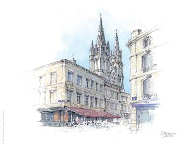 Affiche rue Notre-Dame Bordeaux 30x40cm Aquarelle03