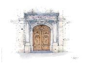 Affiche porte Lyce Montaigne Bordeaux 30x40cm Aquarelle24