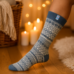 Chaussettes 60% laine flag islande bleu 39-42