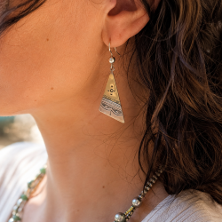 Boucles d’Oreilles Touareg conique Argent et Laiton – Bijoux Ethniques Artisanaux 9017