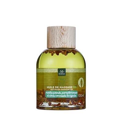 Huile massage ENERGISANTE bio aux Huiles essentielles Menthe Pamplemousse Cyprès 100ml