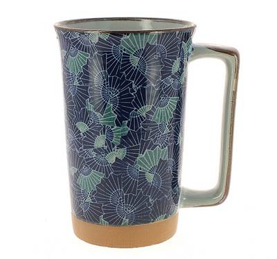 Mug japonais grand éventail bleu