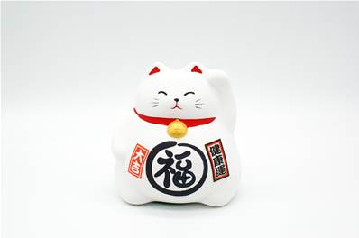 Tirelire chat japonais blanc Porte-bonheur blanc