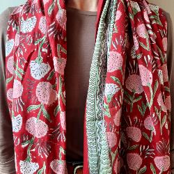 Etole, écharpe ou paréo coton imprimé indien fleuri 2