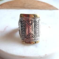 Chevalière Bague Touareg Argent et Laiton Artisanale T 61