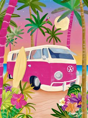 Affiche Combi VW et Surfeurs : L'esprit surf de l'Aquitaine 30x40 Nolwen