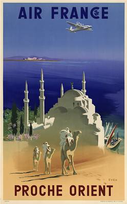 Affiche vintage déco de collection Air France Proche Orient Chameau 50x70cm