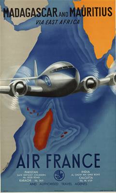 Affiche vintage déco de collection Air France Madagascar 50x70cm