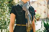 Echarpe foulard femme motif indien bleu foncé