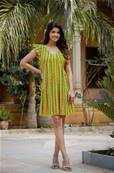 Robe courte ANKA jaune motifs géométiques