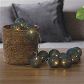 Guirlande de 20 boules lumineuses bleues Leds. Alimentation sur secteur.