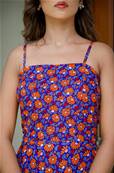 Robe longue à bretelles fleurs orange Sango