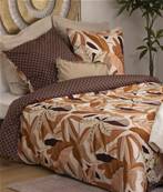 Housse de couette 2 personnes et taies d'oreiller 240X220 motif MONSTERA AUTOMNE