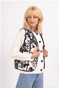 Gilet sans manche surpiqué fleuri Darkblue