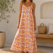 Robe longue fleurie à bretelles