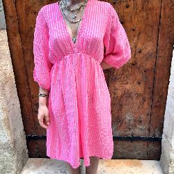 Robe dt fluo fuschia en gaze de coton