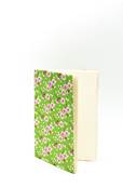 Carnet papier japonais fleurs de cerisier violettes sur fond vert 80 pages