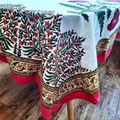 Tenture indienne artisanale block print 150x225 cm – Coquelicots rouges