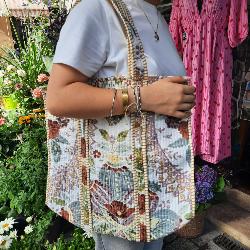 Sac coton Indien Surpiqué "Jardin des fées"