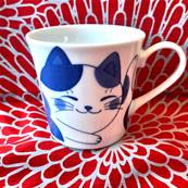 Tasse japoanise chat bleu