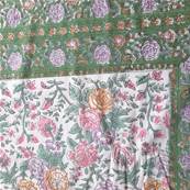 Tenture indienne block print 270x225 cm – Vert floral