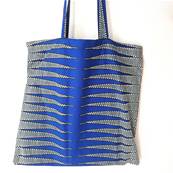 Tote bag wax bleu électrique motifs graphiques