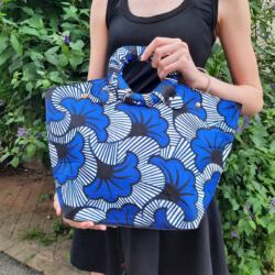 Sac à main en wax fleur de mariage bleu